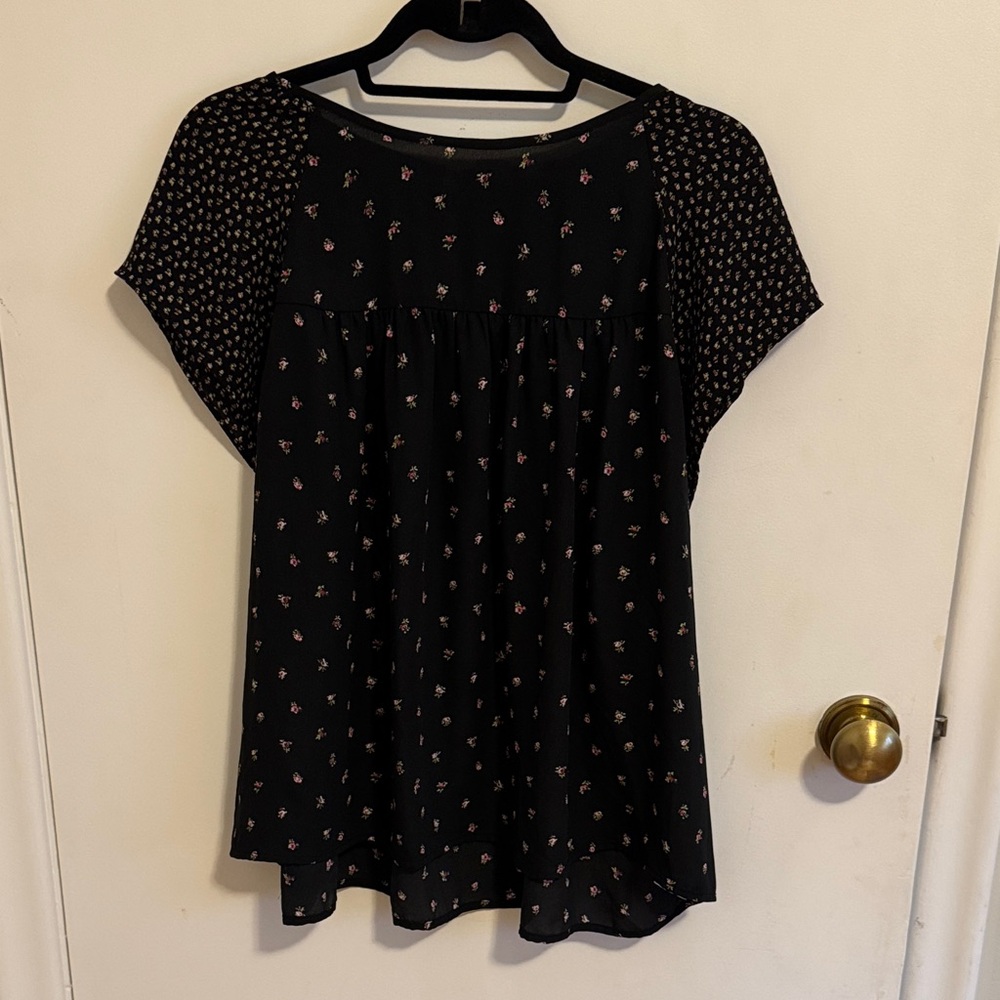 GAP Black and Pink Floral Blouse